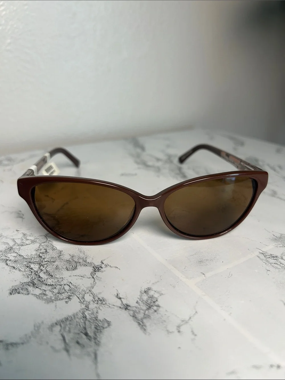 Salsa S705 Brown Oval Cat-Eye Sunglasses Geometric Arms 54-14-135 NWT
